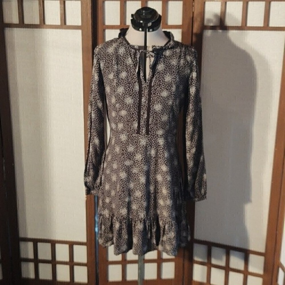LOFT Black and White Polka Dot Dress With Crochet Trim Sz 6